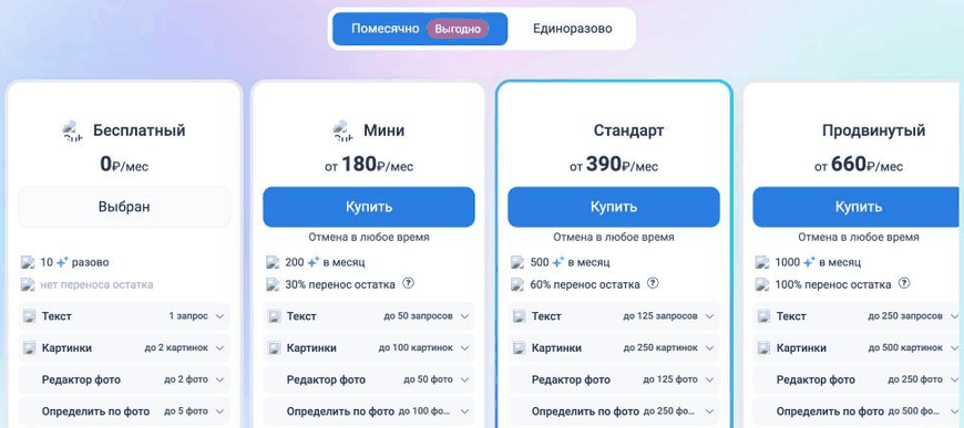 Тарифы на ruGPT